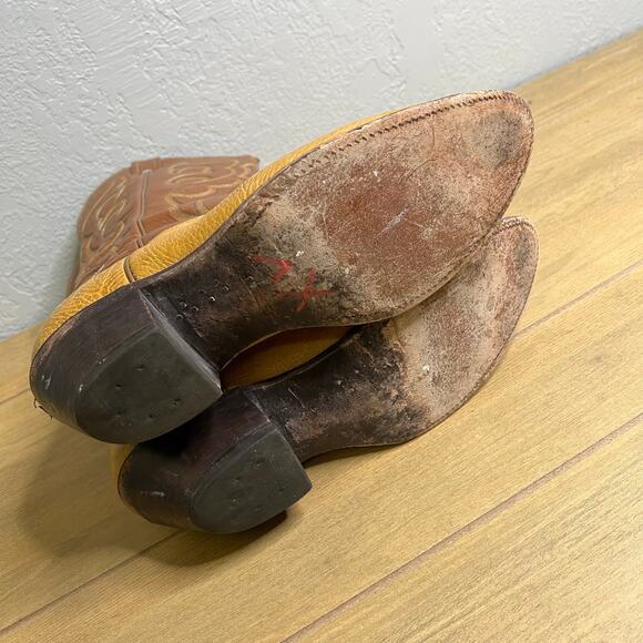 Nocona USA Cowboy‎ Boots Mens 11 C Brown Tan Western Leather Vintage